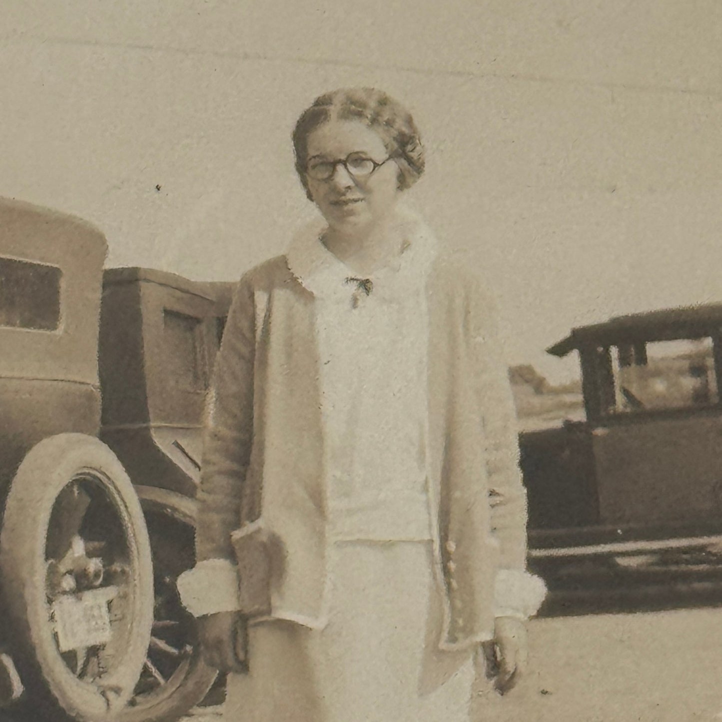 Vintage Car Photo Photograph Print Woman with Automobile Snapshot