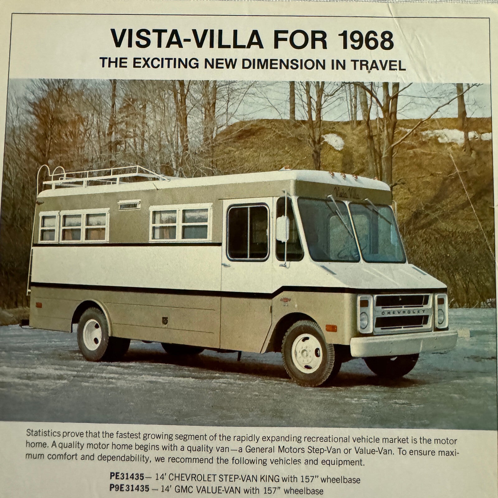 1968 Vista Villa Motorhome Camper Van Sales Brochure Catalog Chevrolet GMC