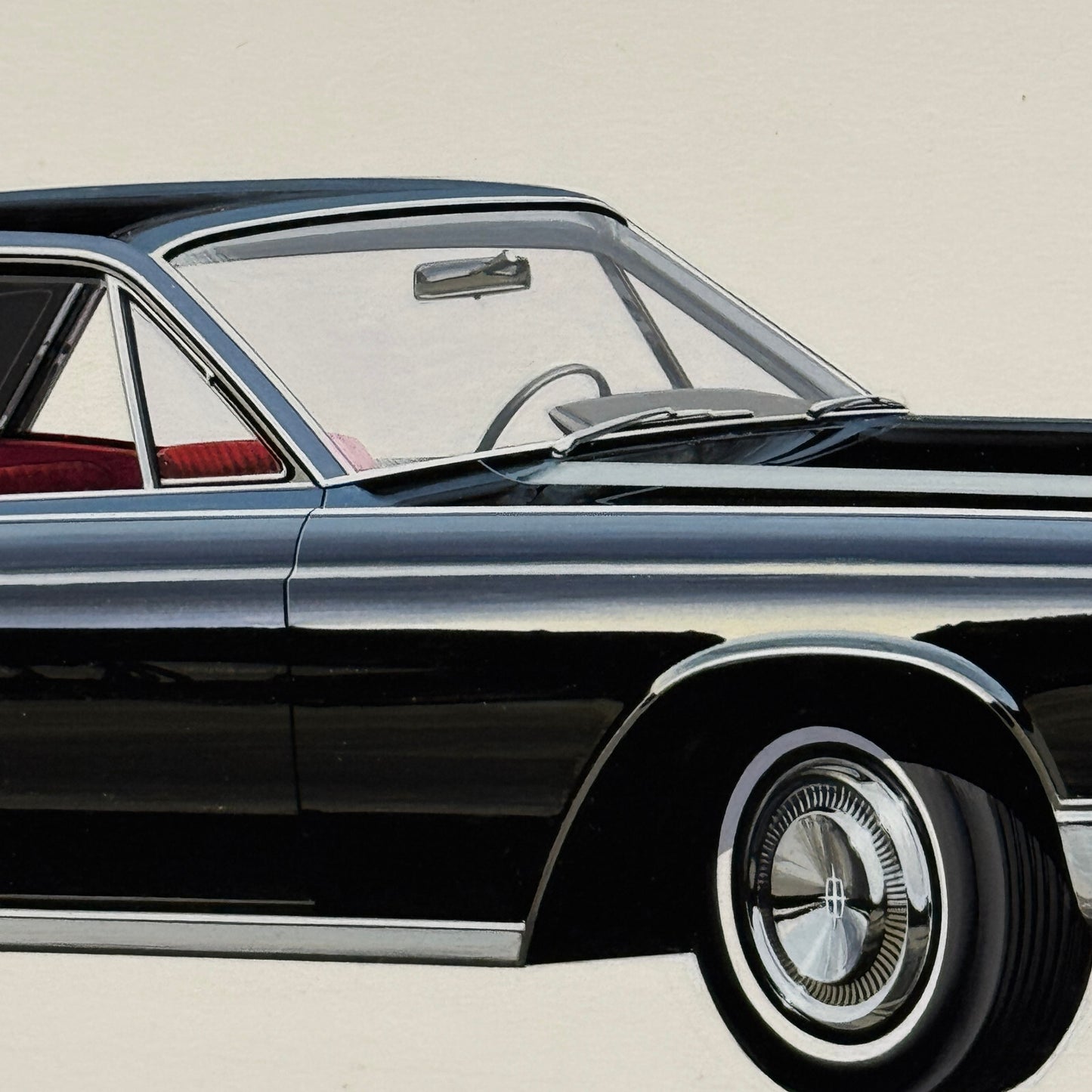 Vintage Lincoln Continental Car Automobile Illustration Art Drawing Hand Drawn