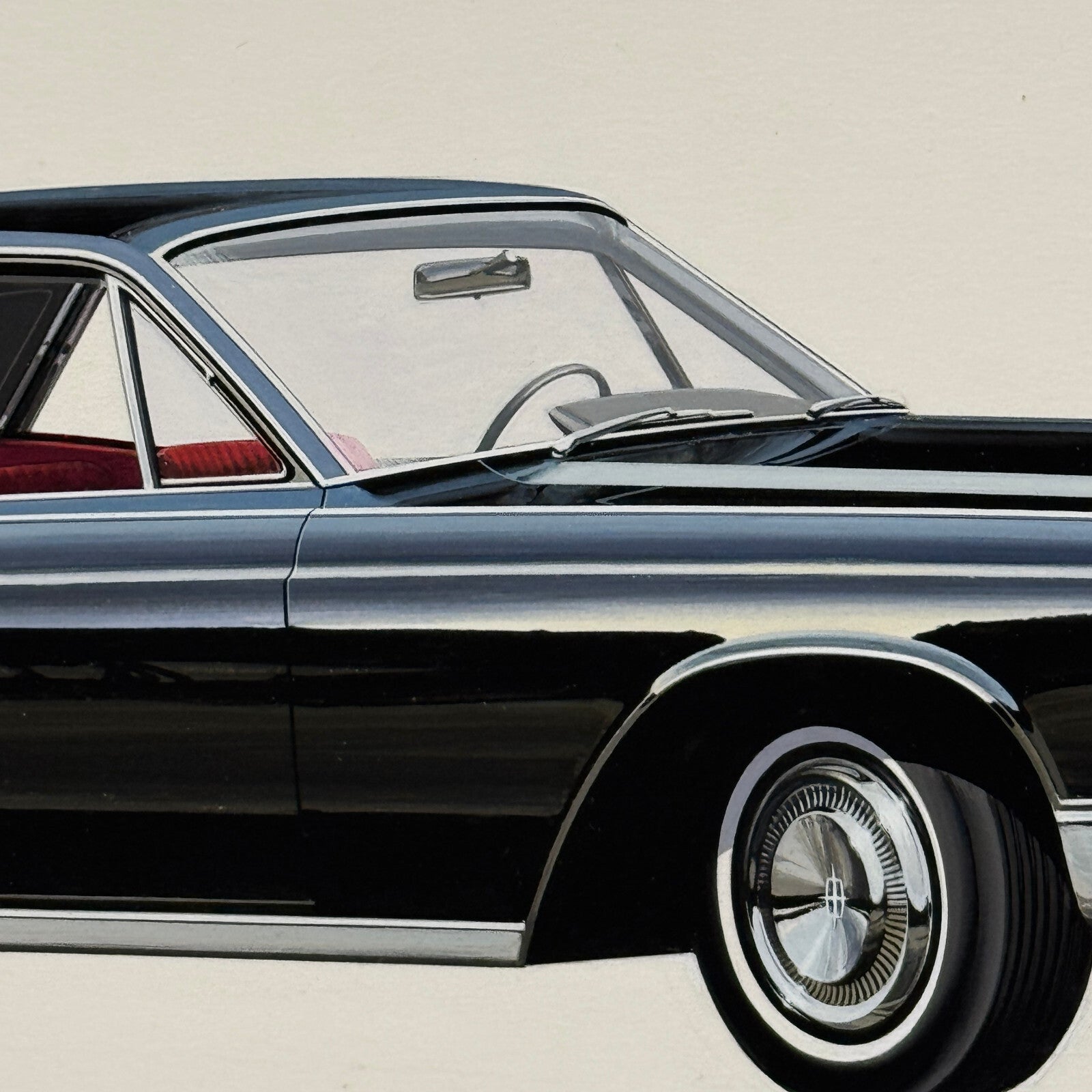 Vintage Lincoln Continental Car Automobile Illustration Art Drawing Hand Drawn