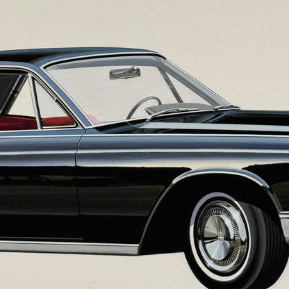 Vintage Lincoln Continental Car Automobile Illustration Art Drawing Hand Drawn