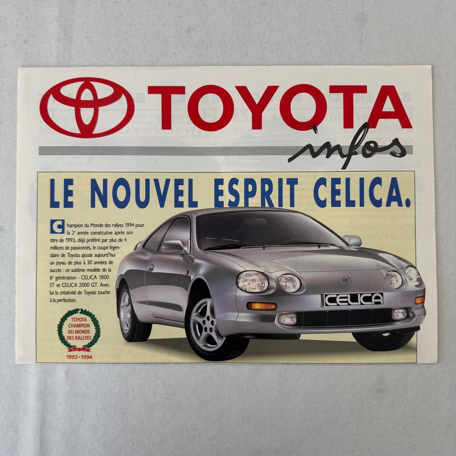 Toyota European Sales Brochure Celica Previa MR Supra 4Runner Land Cruiser 1994