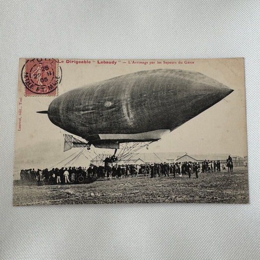 Vintage Zeppelin Airship Dirigible Postcard Post Card French Le Lebaudy