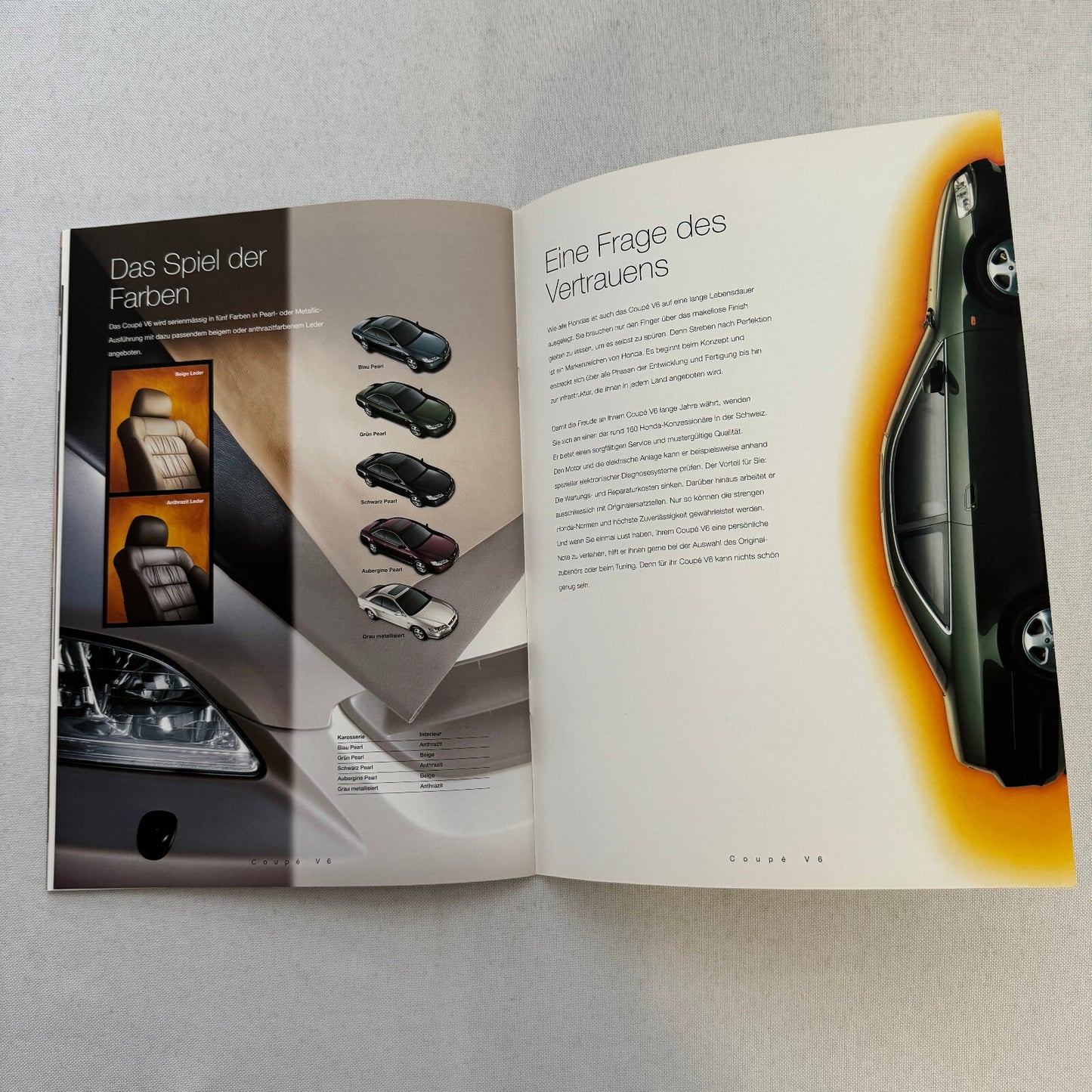 1998 1999 Honda Accord Coupe V6 Car Sales Brochure Swiss Market German Text