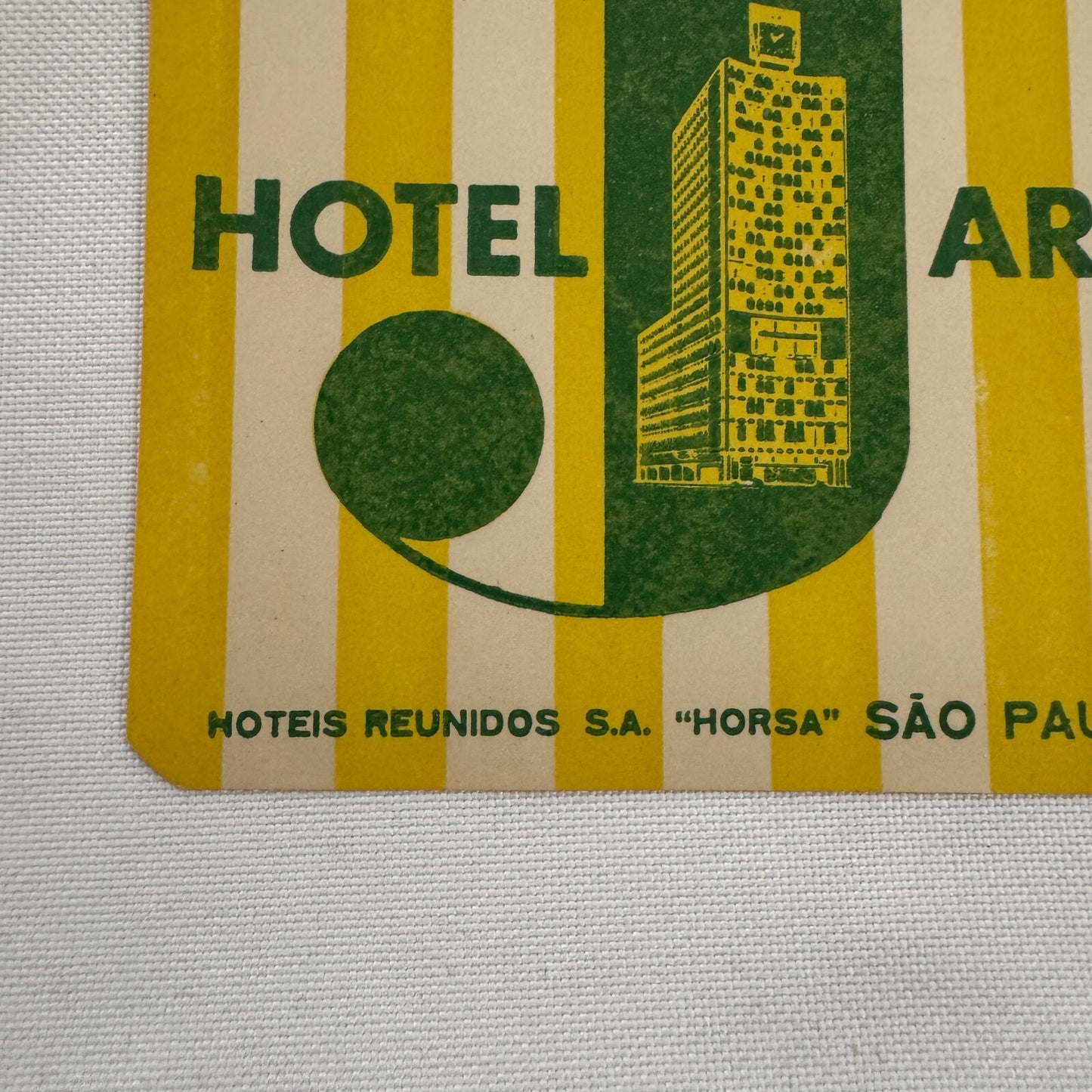 Vintage Travel Luggage Label Hotel Aragua Sao Paulo Brasil Brazil Brazilian