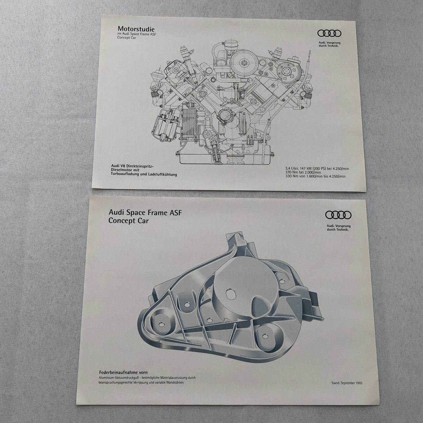 Audi Space Frame ASF Concept Car Press Kit Photo Photograph Lot