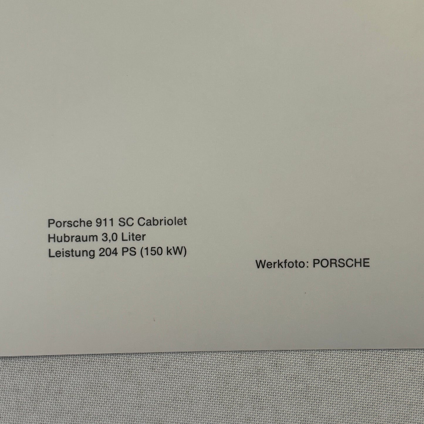 Vintage Porsche 911 SC Cabriolet Convertible Factory Werkfoto Press Photo