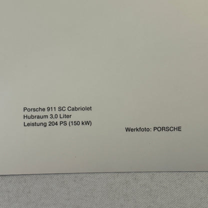 Vintage Porsche 911 SC Cabriolet Convertible Factory Werkfoto Press Photo