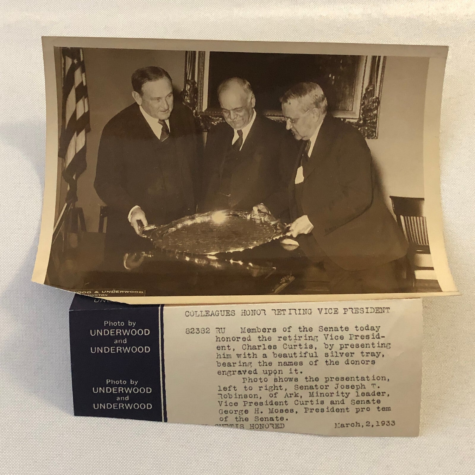Press Photo Photograph Vice President Charles Curtis with Senators 1933