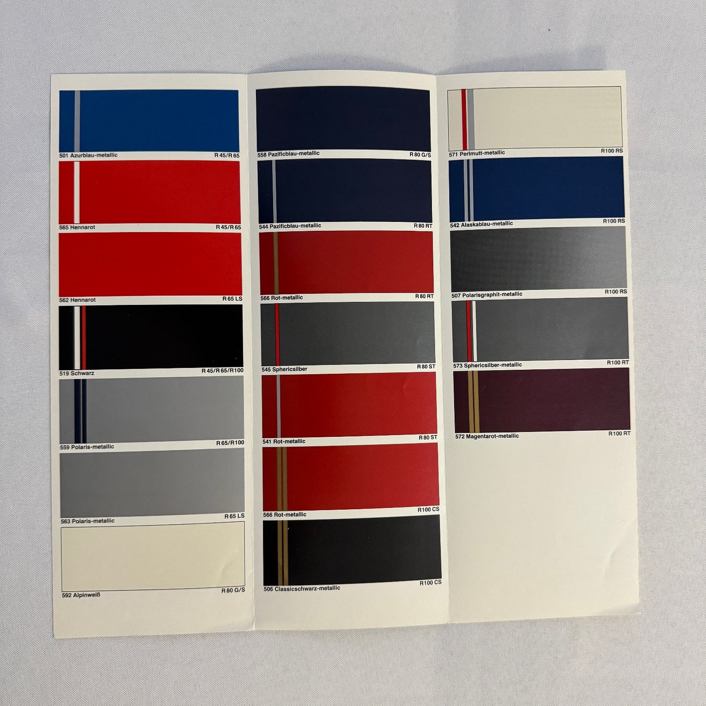 1982 BMW Motorcycle Bike Exterior Color Option Brochure  R65 R100 R80 GERMAN