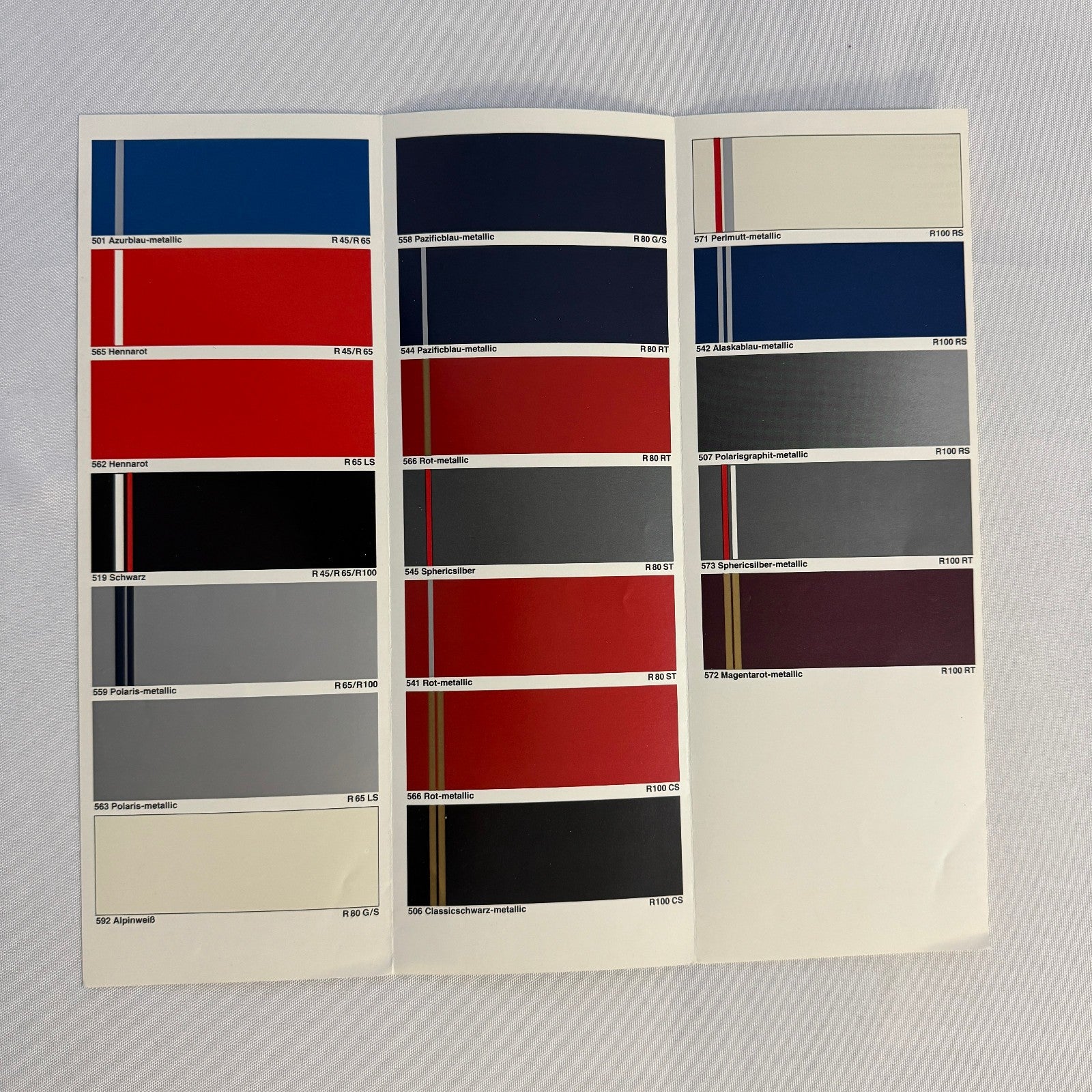 1982 BMW Motorcycle Bike Exterior Color Option Brochure  R65 R100 R80 GERMAN