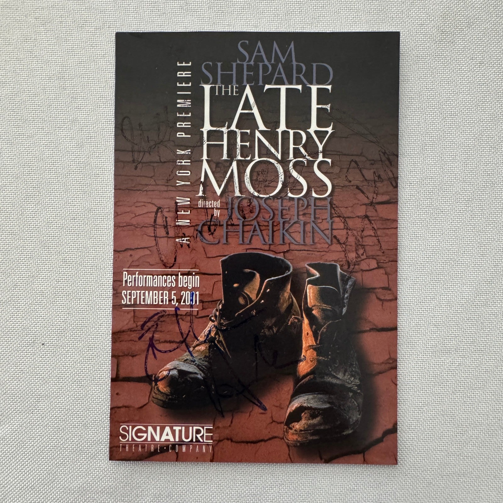 The Late Henry Moss Cast Signed Playbill Autographed Ethan Hawke Guy Boyd 2001