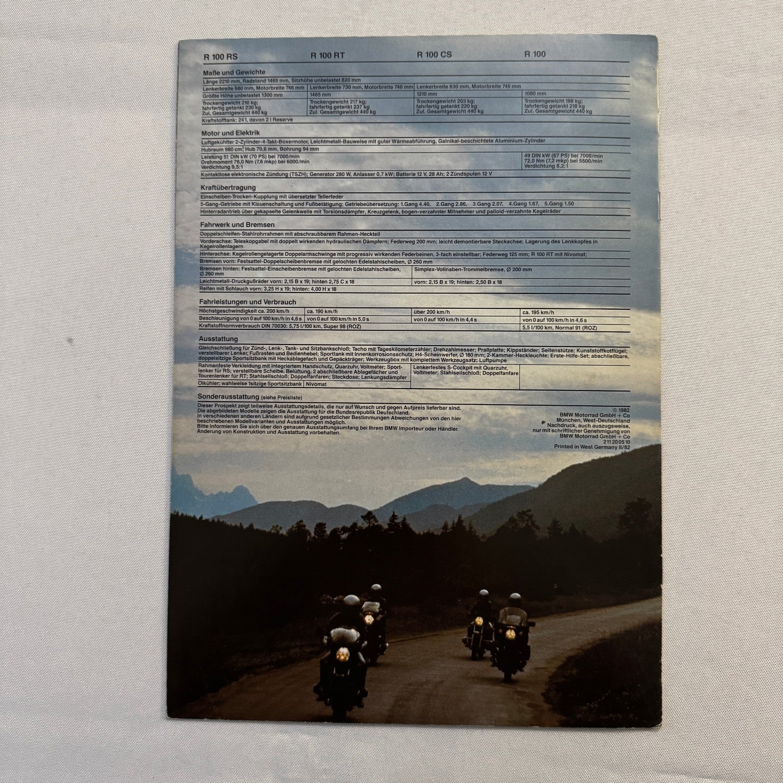 Vintage BMW Motorcycle Bike Sales Brochure R100 RS RT CS GERMAN R100RS R100RT