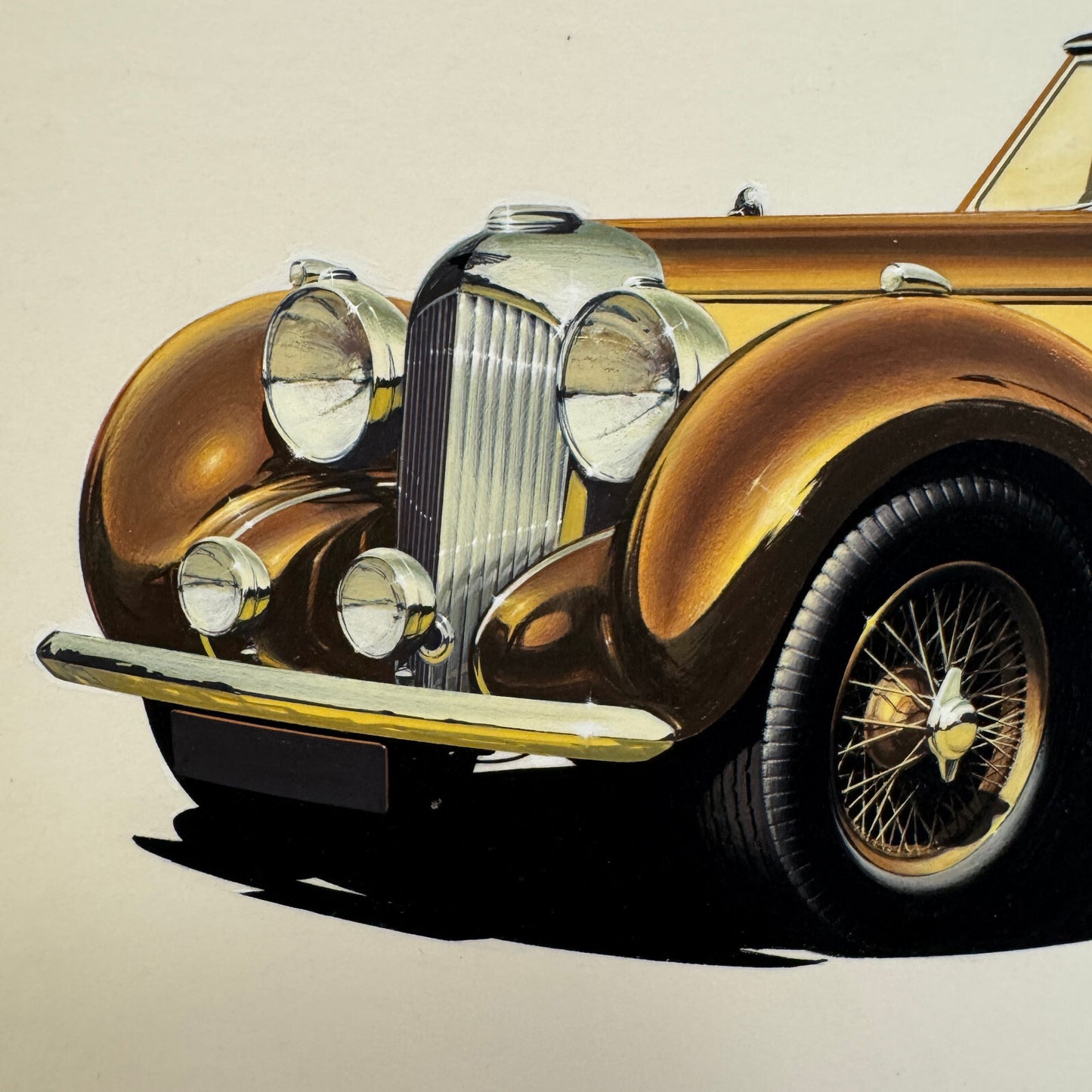 Vintage Lagonda V12 Automobile Illustration Art Drawing Hand Drawn