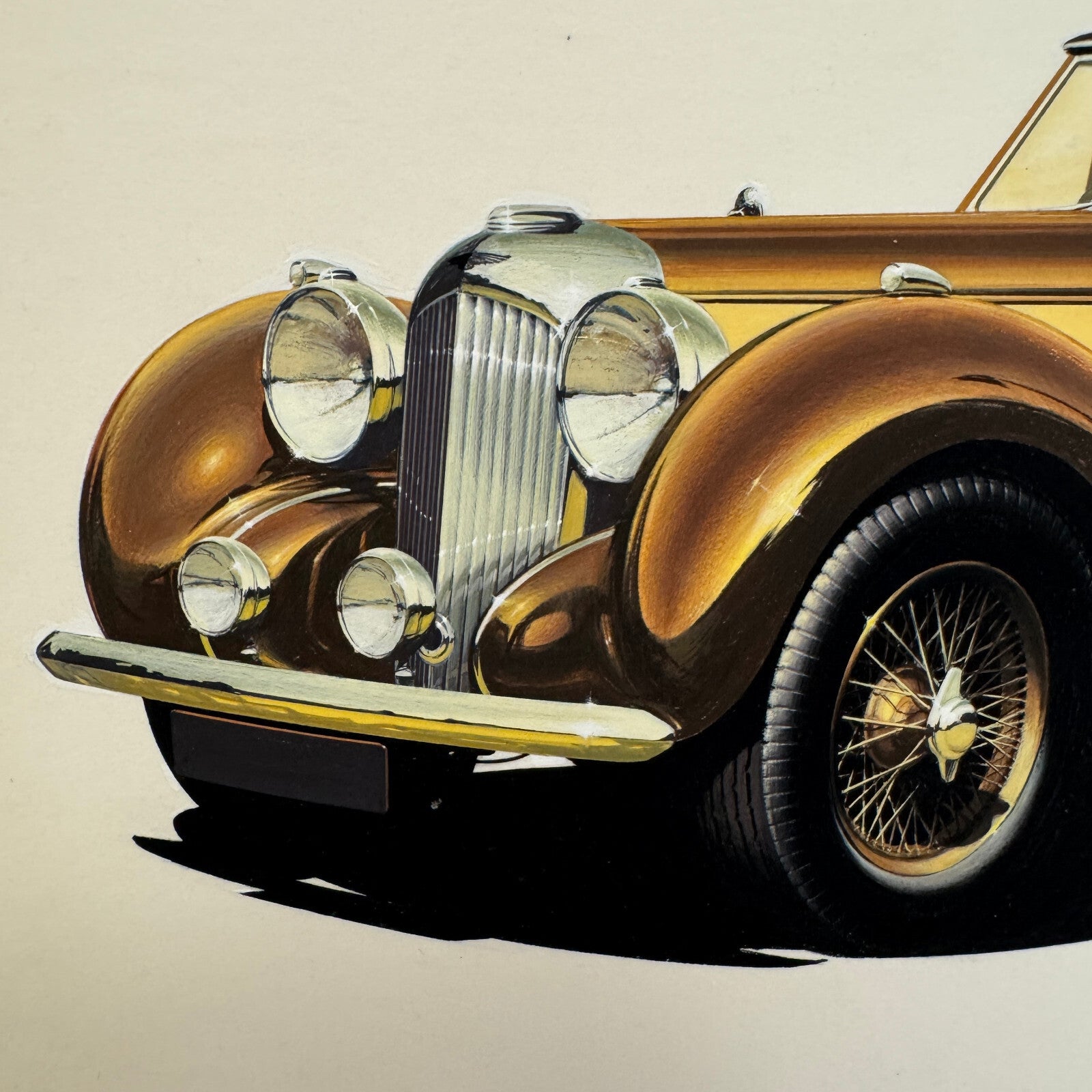 Vintage Lagonda V12 Automobile Illustration Art Drawing Hand Drawn