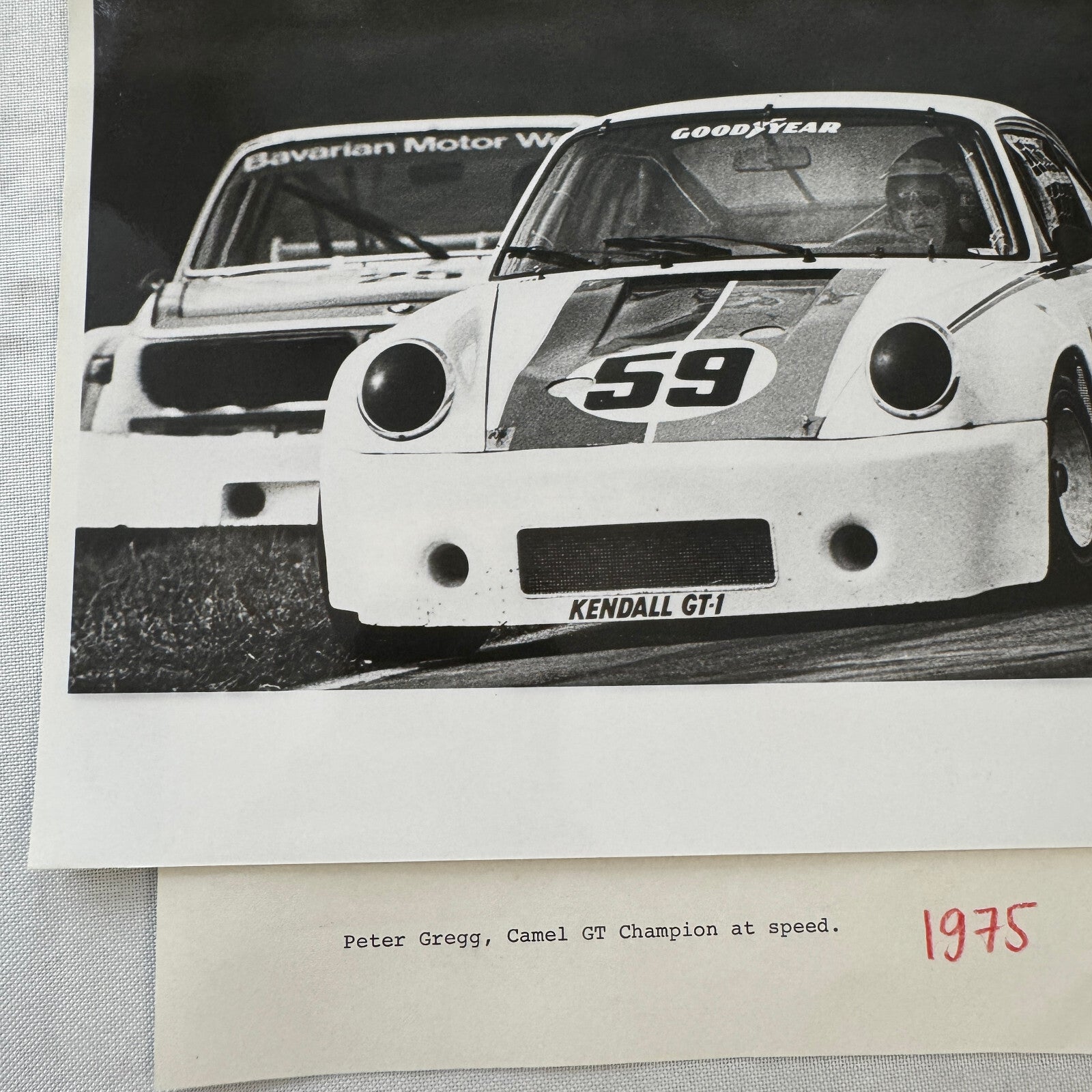 Porsche 911 Racing Photo Photograph 1975 Camel GT Race Peter Gregg
