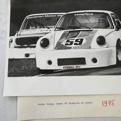 Porsche 911 Racing Photo Photograph 1975 Camel GT Race Peter Gregg