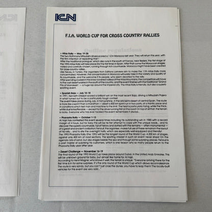 Rothmans Mitsubishi Pajero Rally Rallye Racing Press Kit 1993 FIA Cross Country