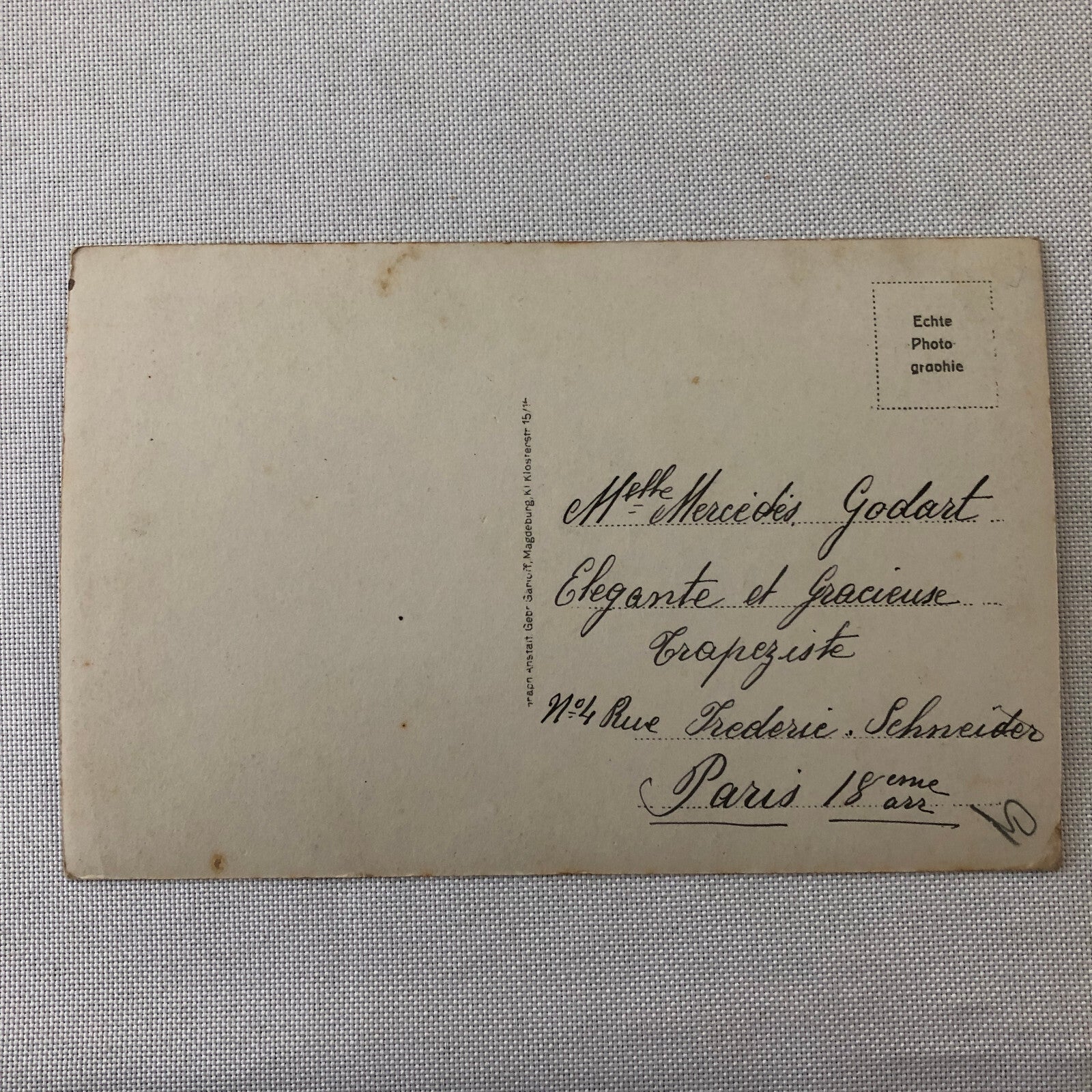 Circus Performer Acrobats Trapeze RPPC Real Photo Postcard Mercedes Godart