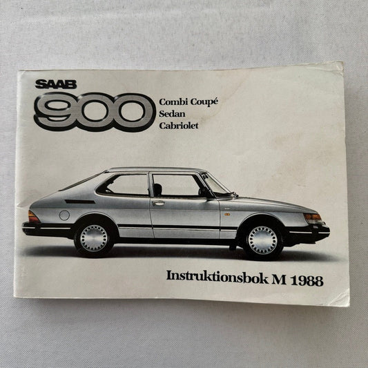 1988 Saab 900 Owners Manual Instruction Guide Book Combi Cabriolet SWEDISH TEXT