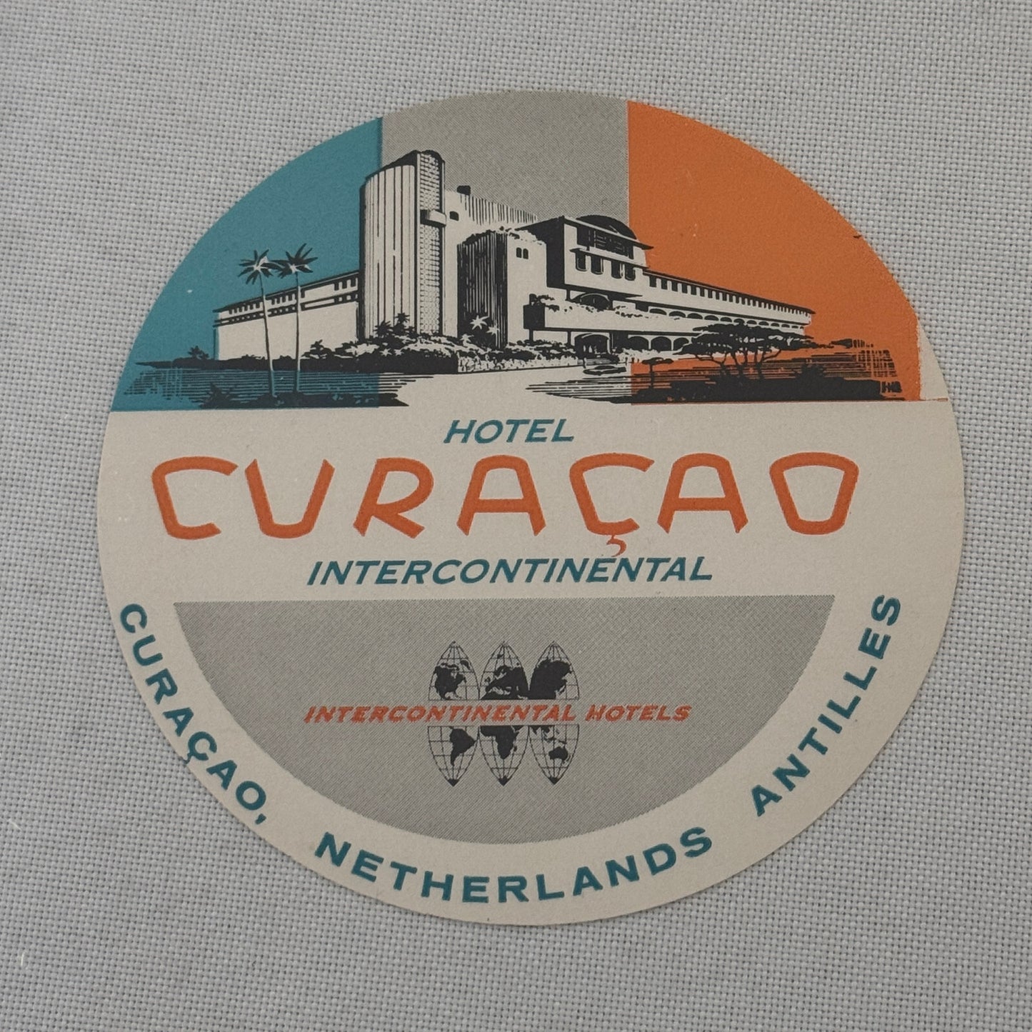 Vintage Hotel Travel Label Hotel Curacao Intercontinental Netherlands Antilles