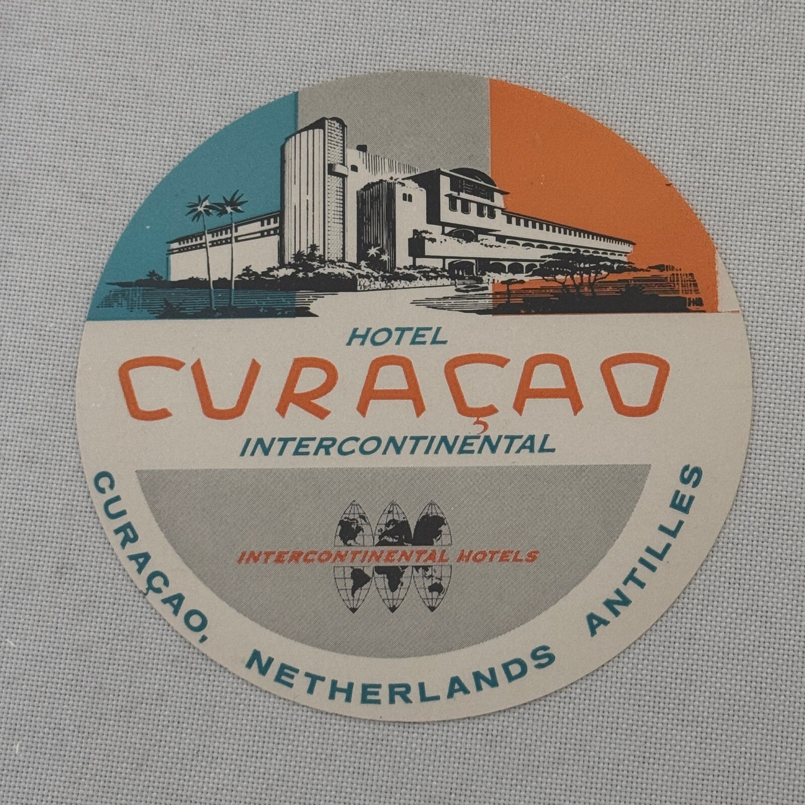 Vintage Hotel Travel Label Hotel Curacao Intercontinental Netherlands Antilles