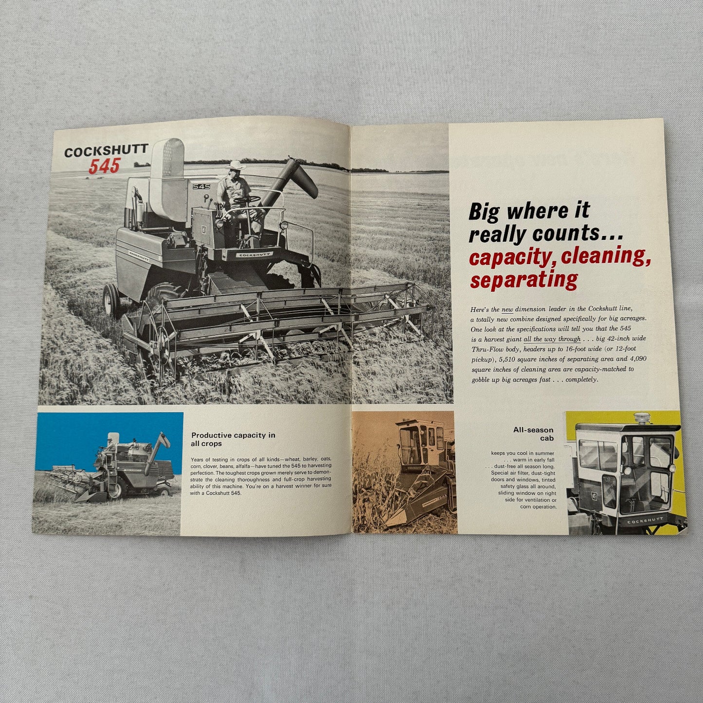 Cockshutt 545 Combine Sales Brochure Catalog Vintage Farm Equipment