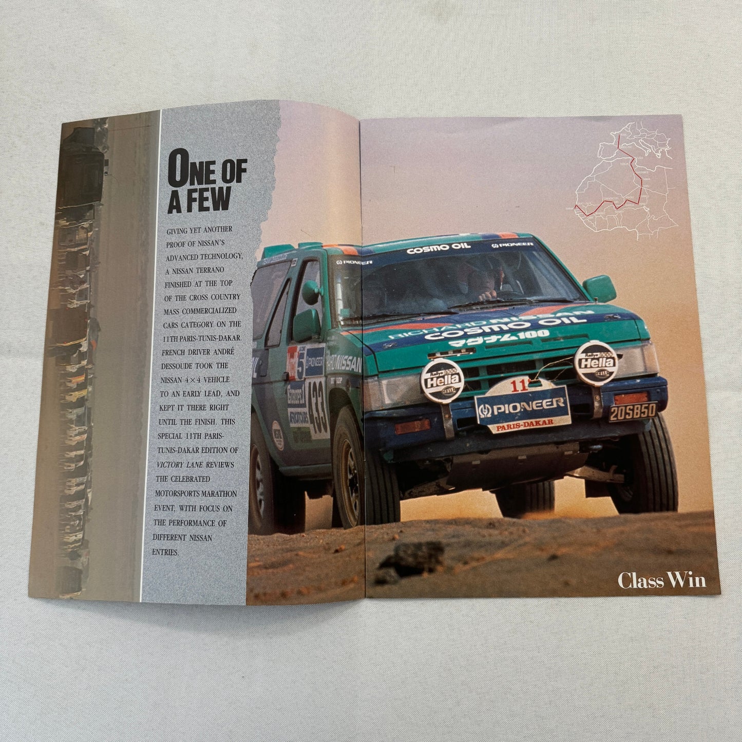1989 Nissan Motorsports Factory Magazine Brochure Paris Dakar Rally Rallye