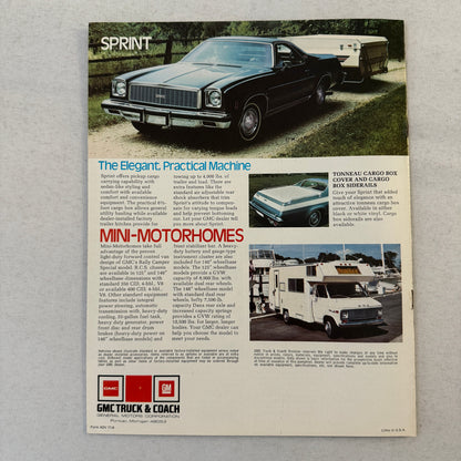 GMC Recreational Vehicles RV Sales Brochure Catalog Vandura Suburban Jimmy Rally