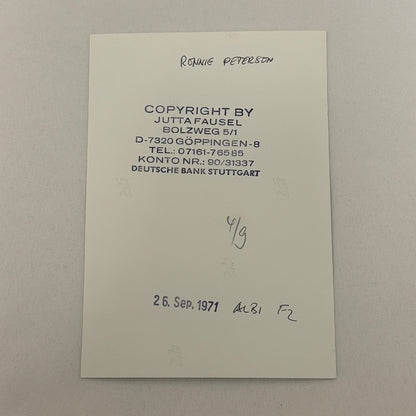 Vintage Racing Photo 1971 Albi F2 Race Ronnie Peterson Driver Motorsport