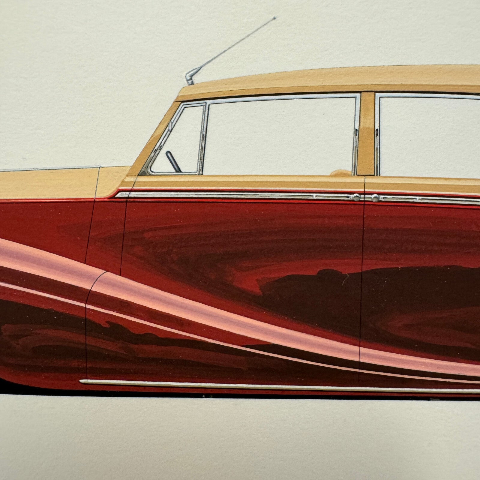 1954 Rolls Royce Silver Wraith Limousine Car Illustration Art Drawing Hand Drawn