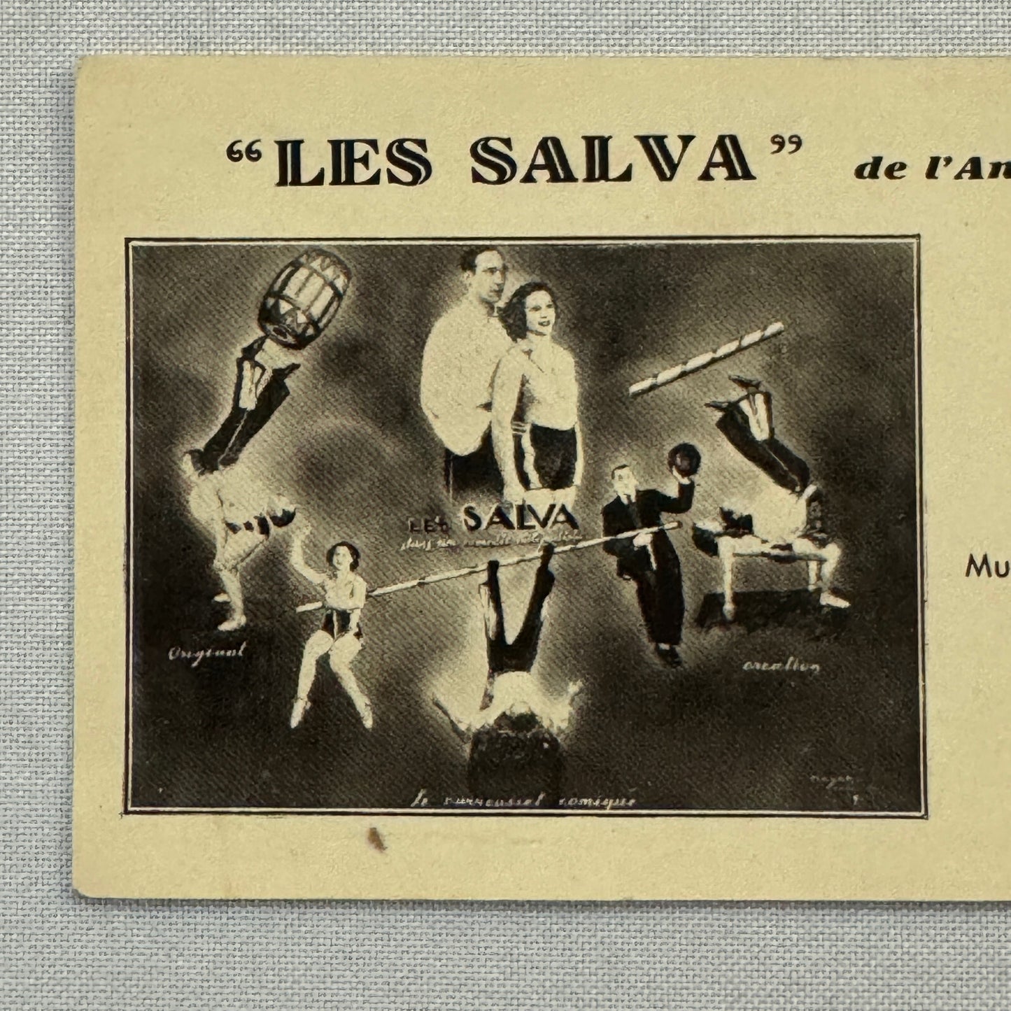 Vintage Circus Musical Comedy Balancing Act Postcard Post Card Les Salva French