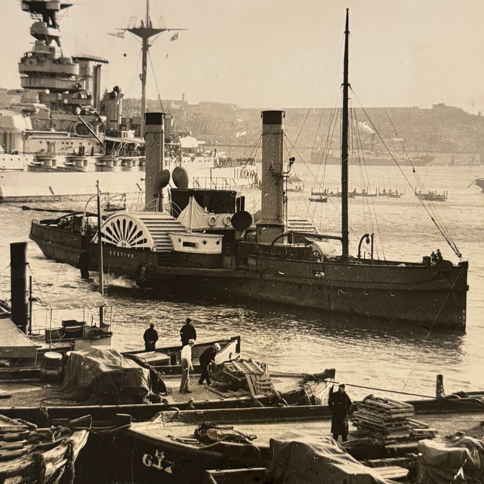 Vintage Military Ship Photo Photograph Print HMS Queen Elizabeth Battleship 1936