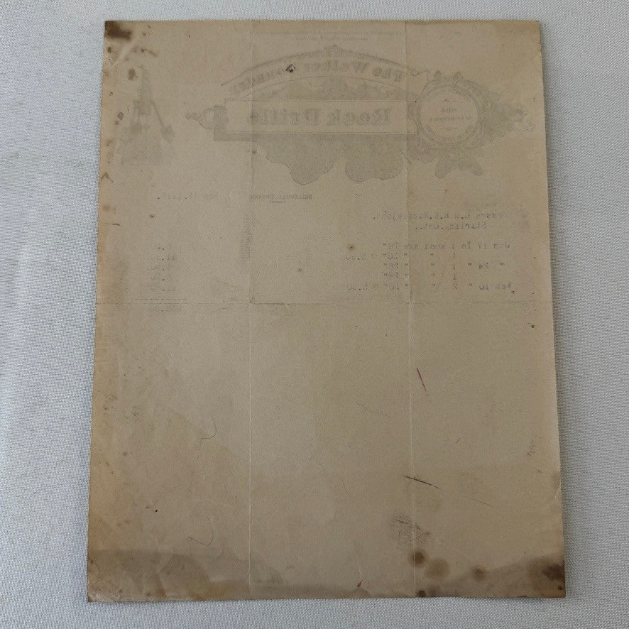 1916 Vintage Receipt Document The Walker Foundry Rock Drills Belleville Ontario