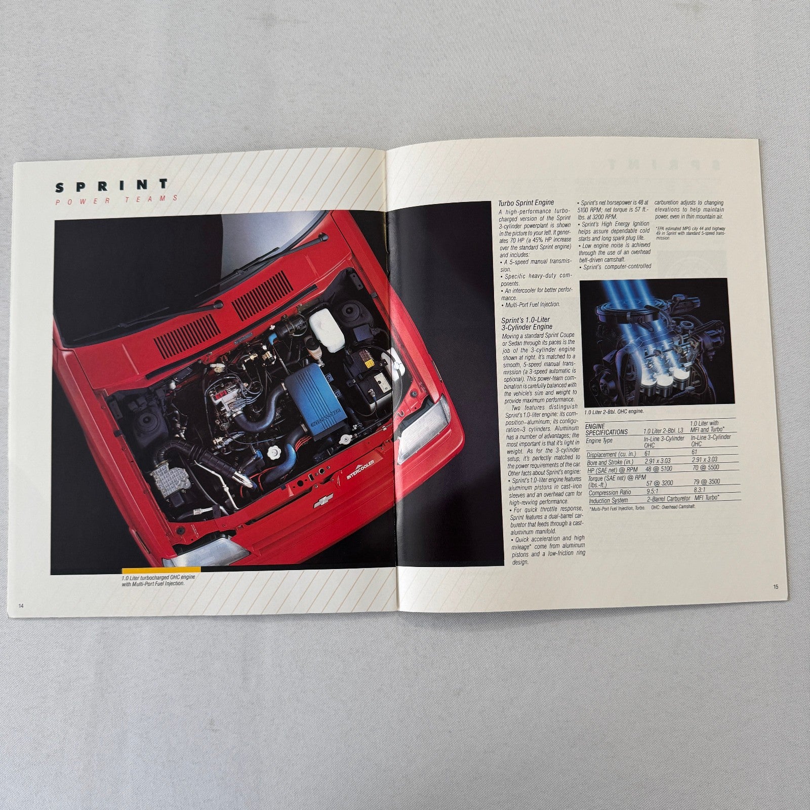1988 Chevrolet Sprint Car Sales Brochure Catalog Vintage Advertising TURBO