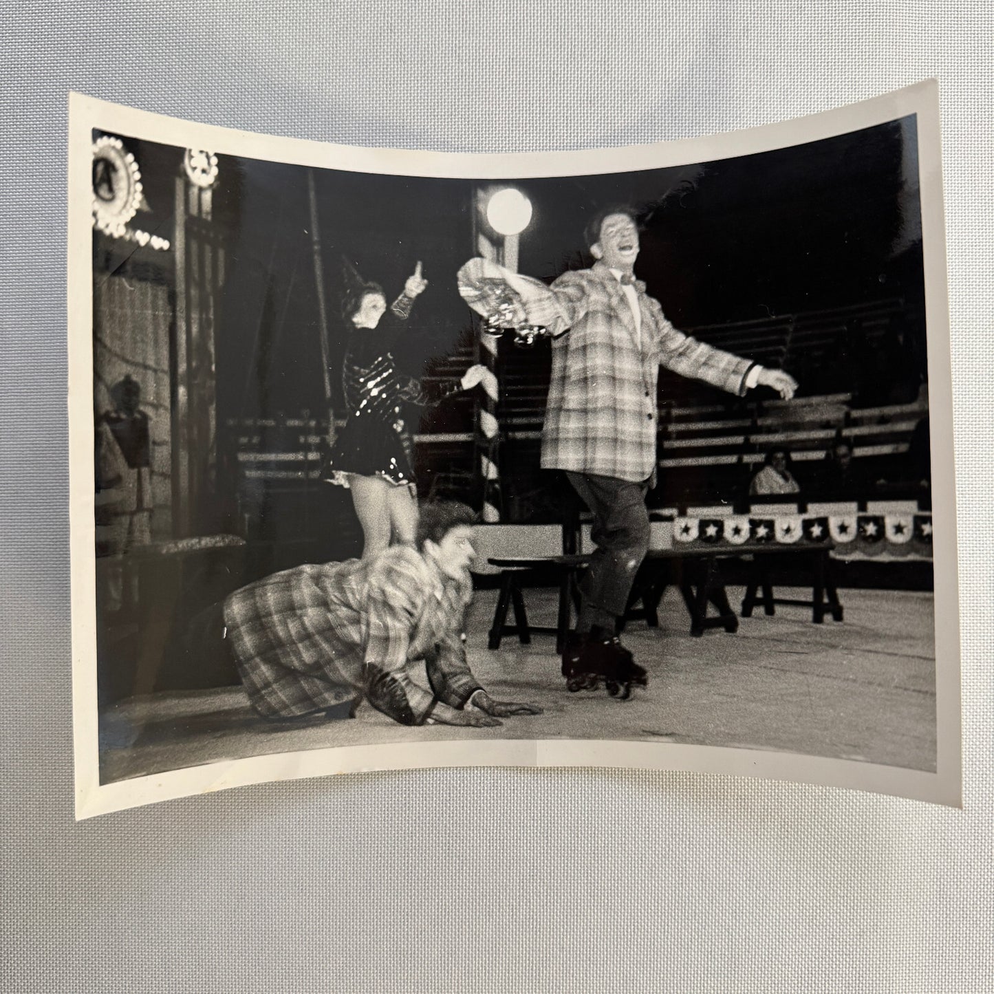 Circus Roller Skating Act Photo Photograph Print Vintage 3 Miehes