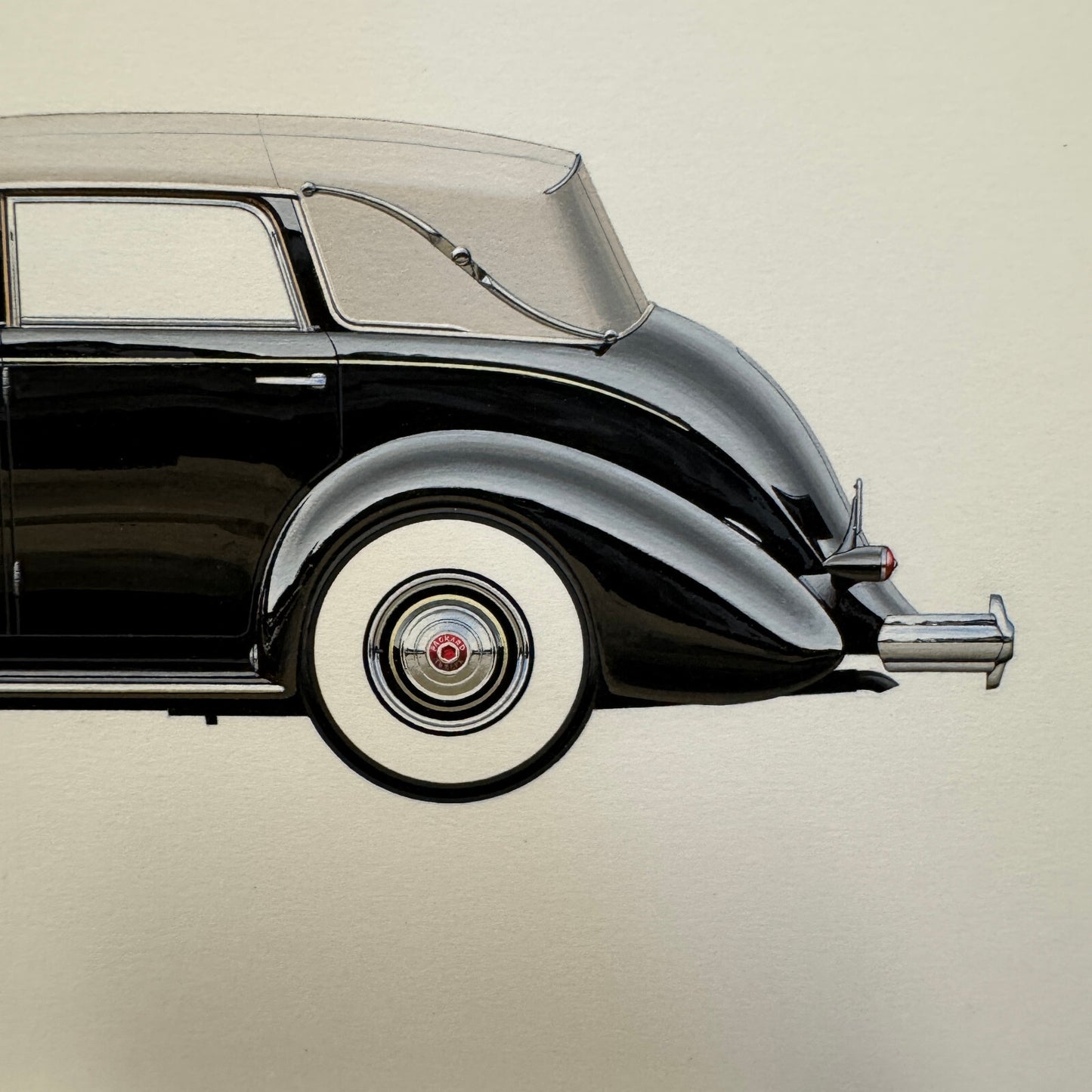 1938 Packard Model 1608 Twelve Cabriolet by Brunn Car Illustration Art Drawing