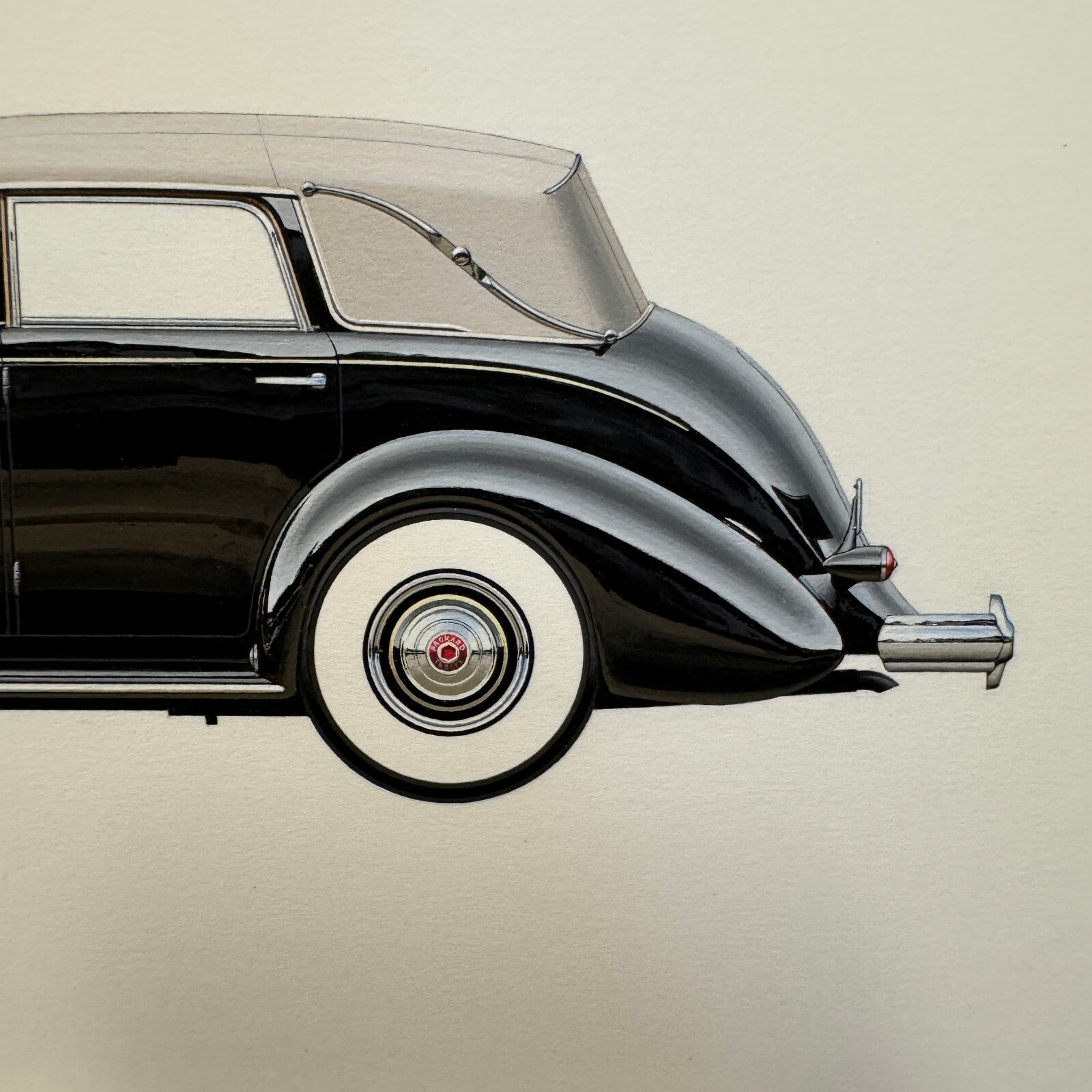 1938 Packard Model 1608 Twelve Cabriolet by Brunn Car Illustration Art Drawing