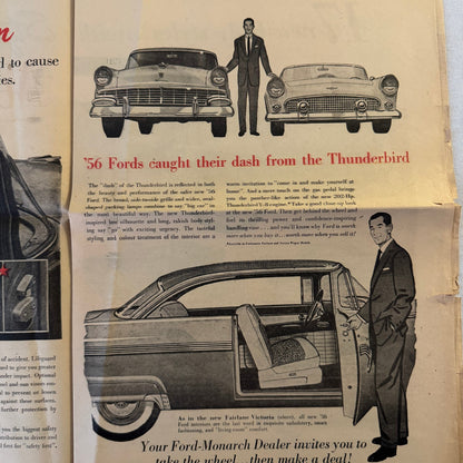 1956 Ford Car Sales Brochure Newspaper Crown Victoria Thunderbird Tudor Wagon +
