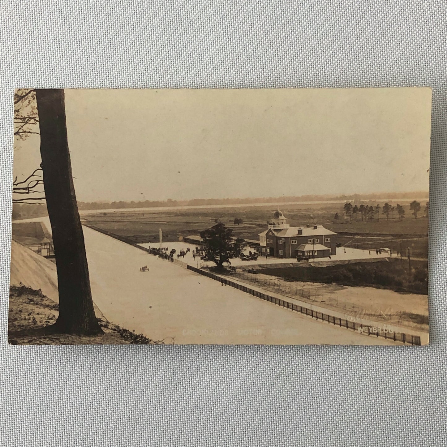 Antique RPPC Real Photo Postcard Brooklands Motor Course Racetrack Car Racing 