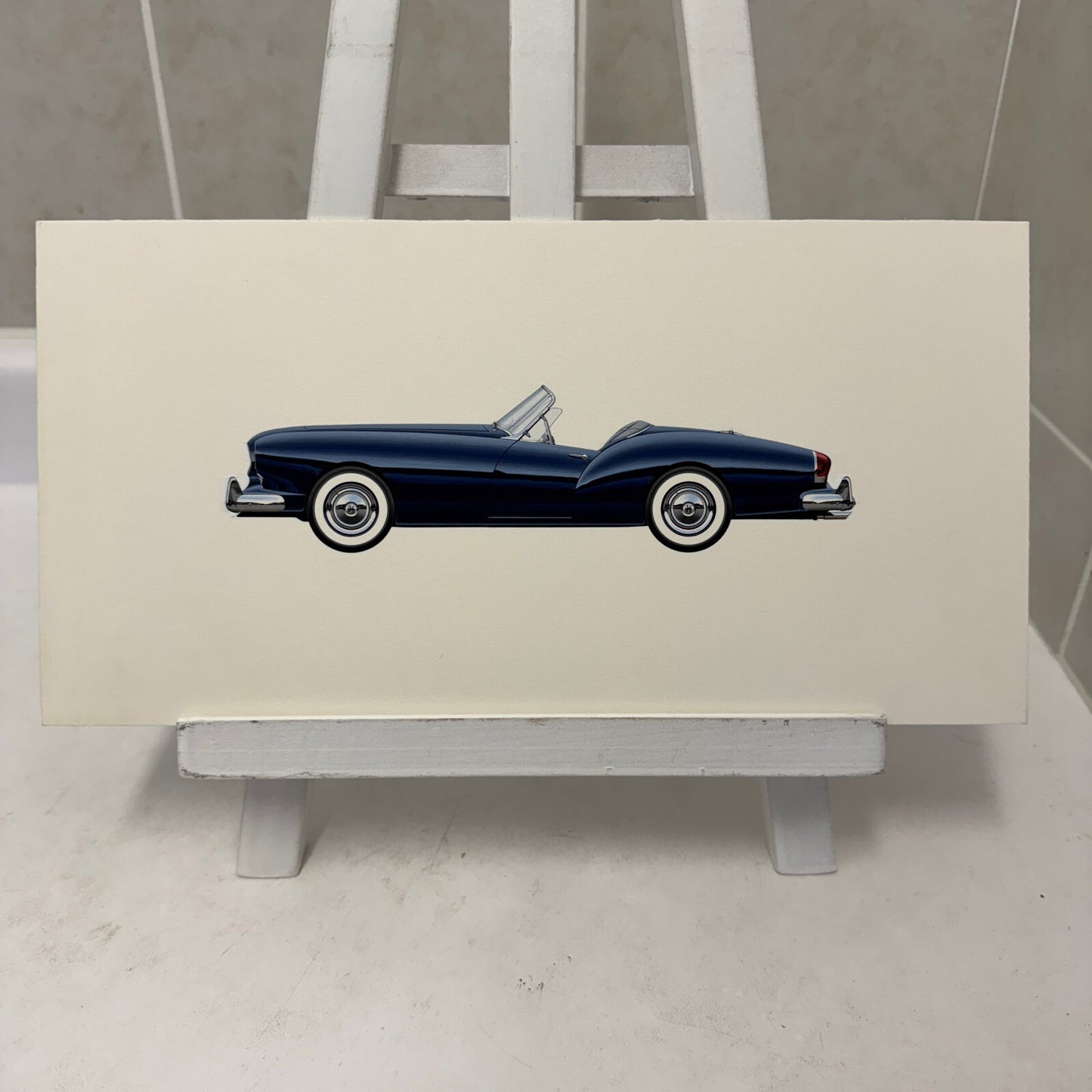 1954 Kaiser Darrin 161 Roadster Automobile Illustration Art Drawing Hand Drawn