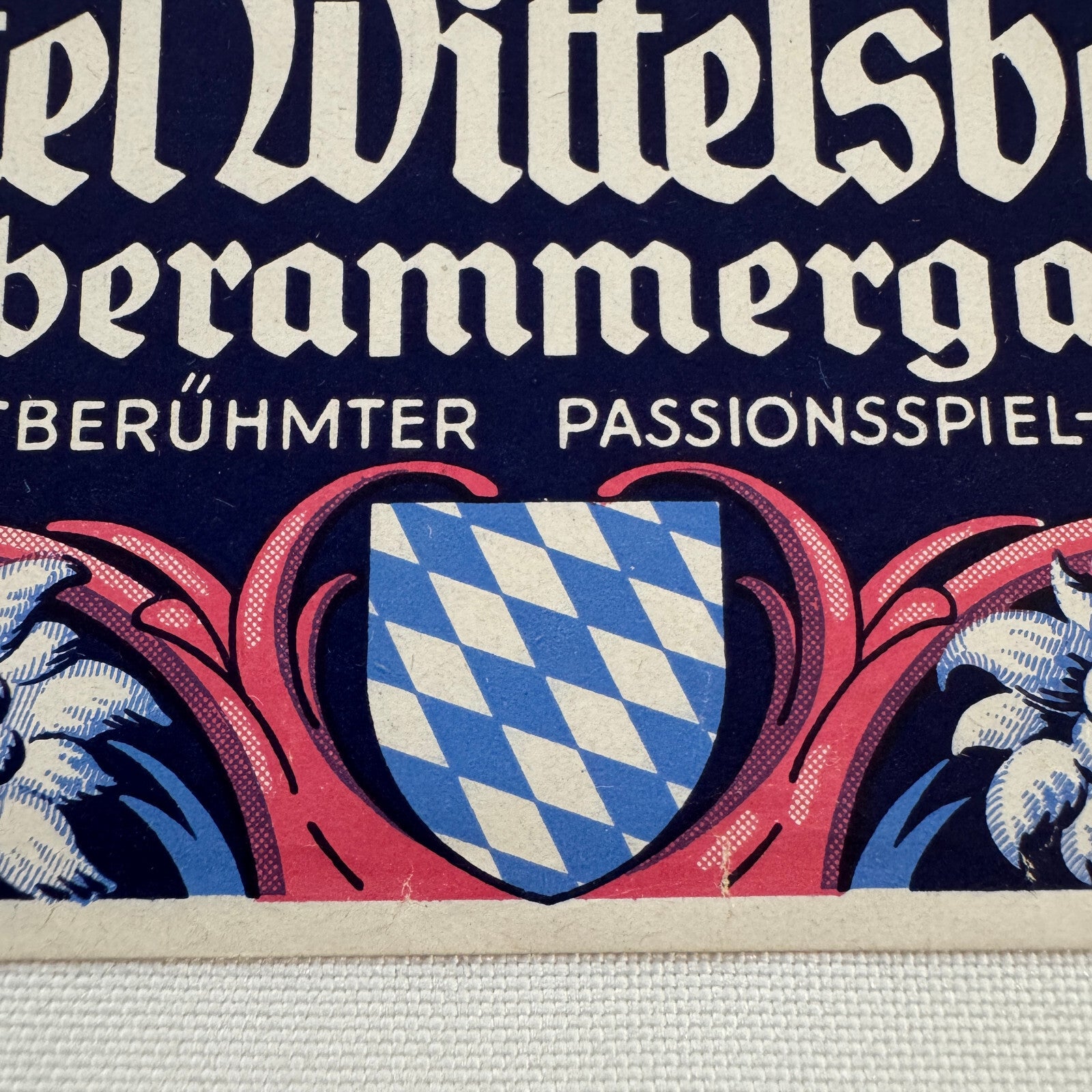 Vintage Travel Luggage Label Hotel Wittelsbach Oberammergau German Germany