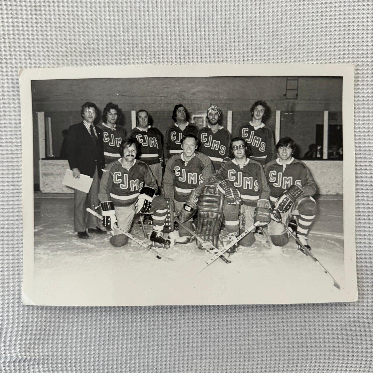 Vintage Hockey Game Photo Photograph Quebec Amateur Players CJMS