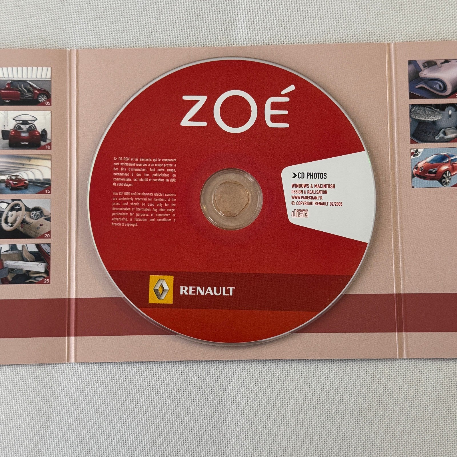 2005 Renault ZOE Concept Car Prototype Press Kit Brochure Photo CD GERMAN