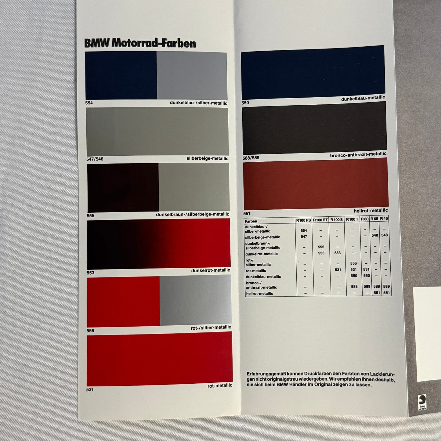 1980 BMW Motorcycle Price and Options Brochure Catalog R65 R100 R80 R45 GERMAN