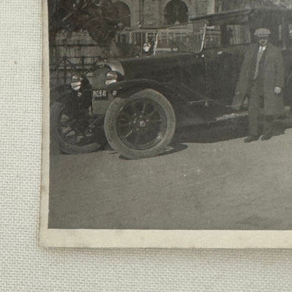 Vintage Photograph Photo Man with Early Car Automobile Antique