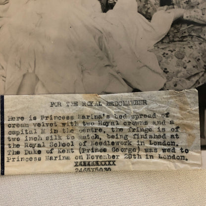 Vintage Press Photo Photograph Needlework Sewing Princess Marina Bed Spread