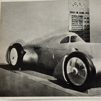 Vintage 1934 Auto Union Audi Porsche Racing Car Photo Photograph Print
