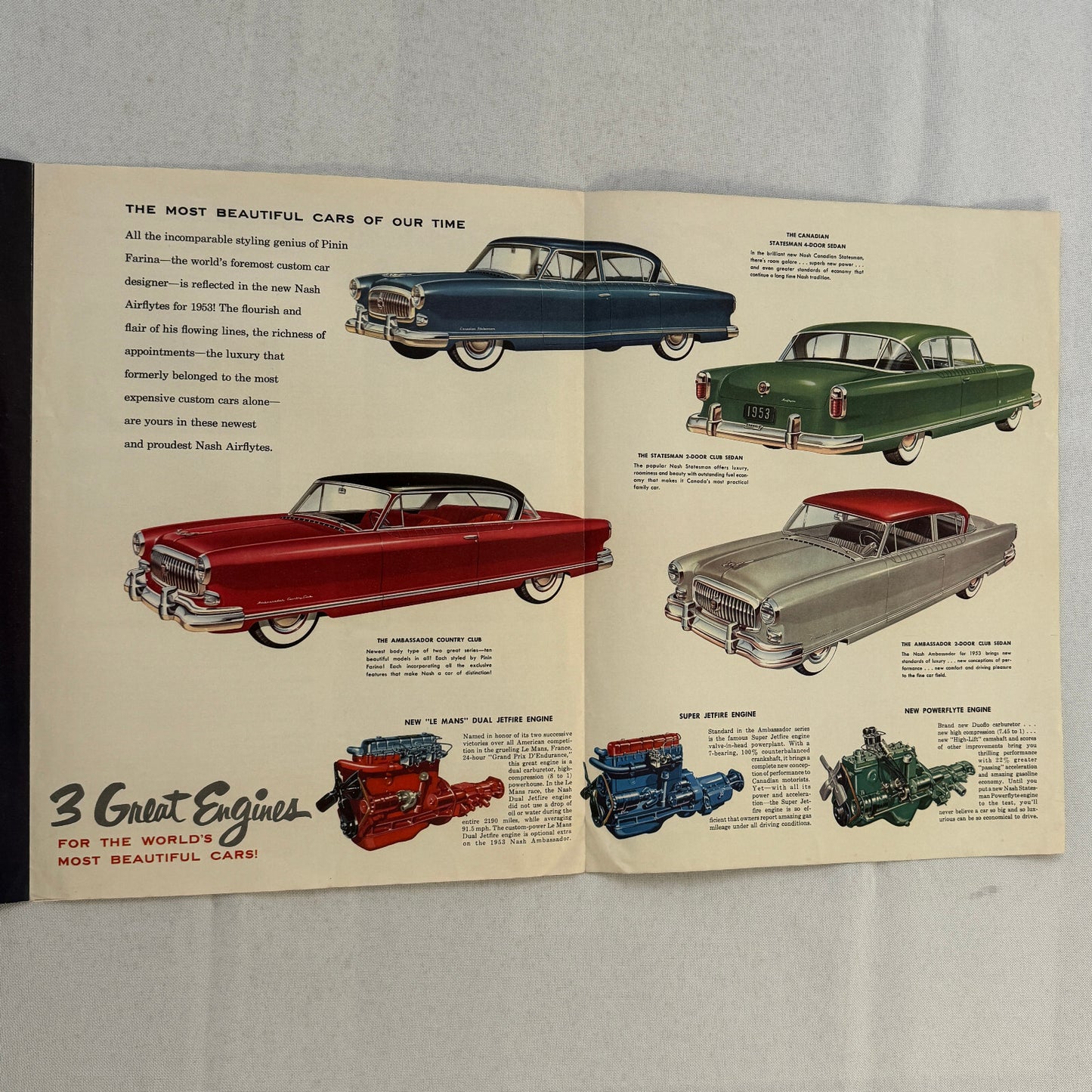 1953 Nash Car Sales Brochure Catalog Advertising Statesman Airflyte Ambassador
