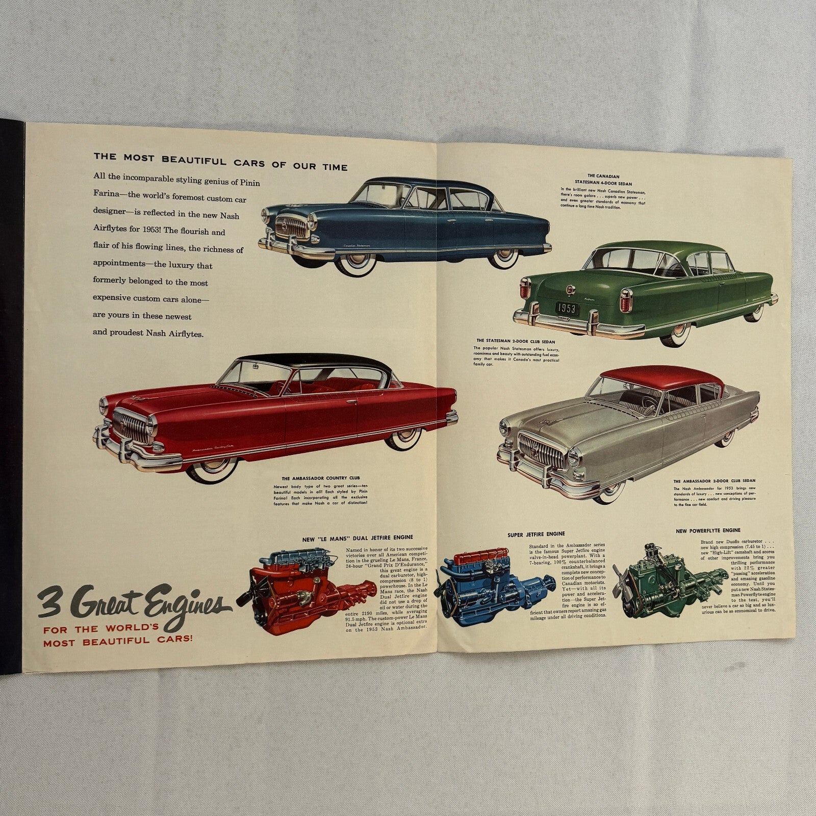 1953 Nash Car Sales Brochure Catalog Advertising Statesman Airflyte Ambassador